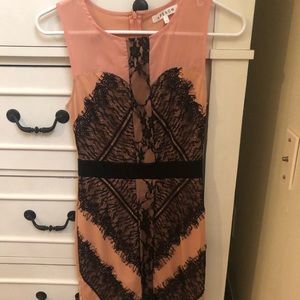 Dress from Lulus, small, peach with black lace